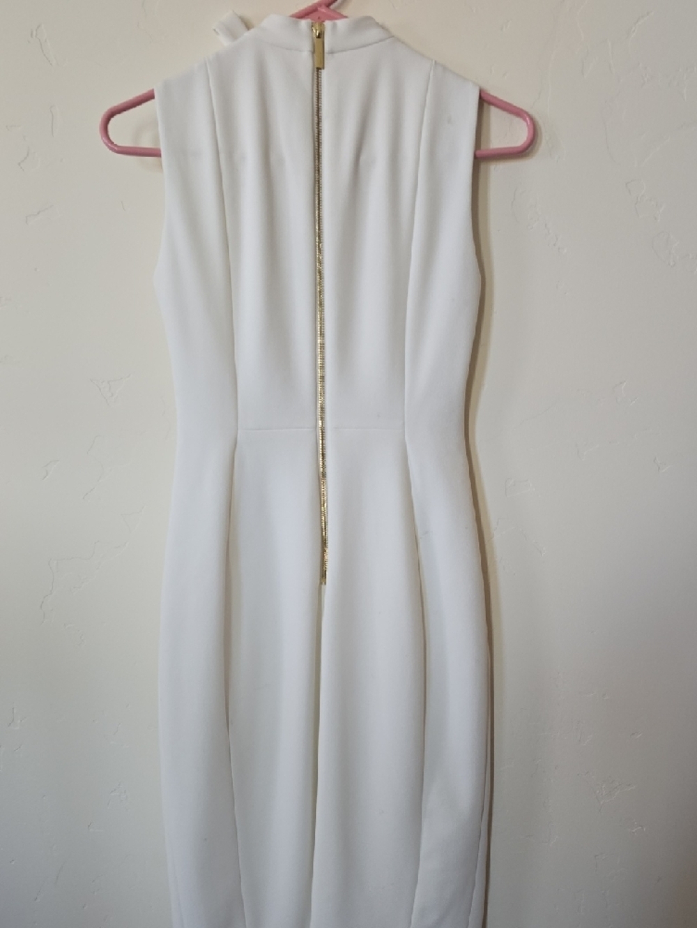 Calvin Klein White Sleeveless Midi Dress with Neck Bow - Picture 6 of 8